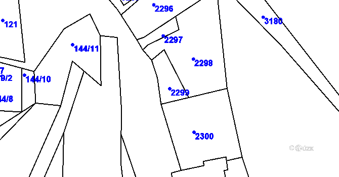 Parcela st. 2299 v KÚ Čížov, Katastrální mapa