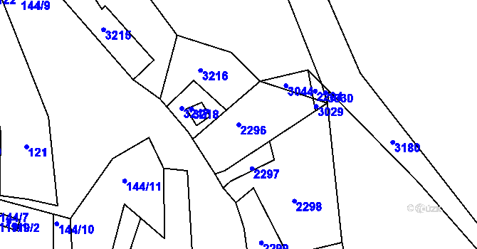 Parcela st. 2296 v KÚ Čížov, Katastrální mapa
