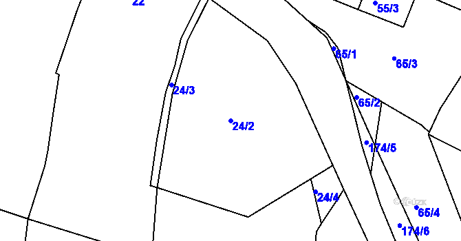 Parcela st. 24/2 v KÚ Horní Břečkov, Katastrální mapa