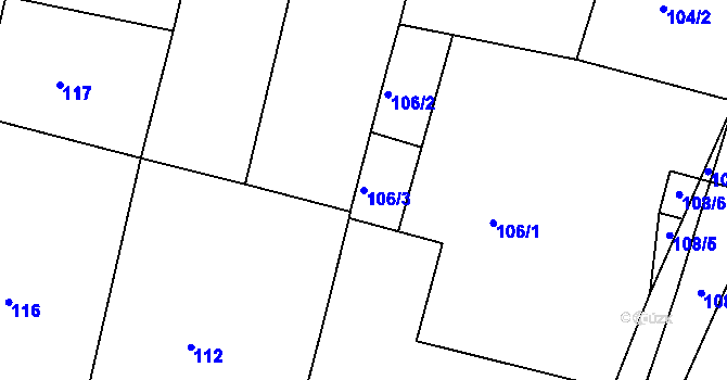 Parcela st. 106/3 v KÚ Horní Břečkov, Katastrální mapa