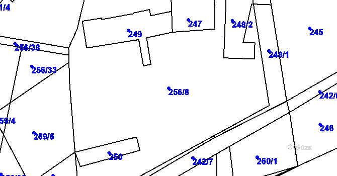 Parcela st. 256/8 v KÚ Horní Břečkov, Katastrální mapa