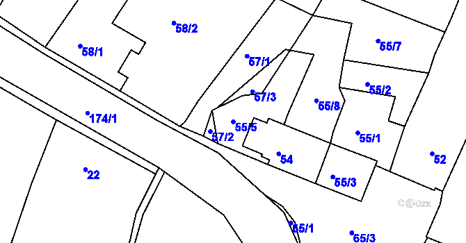 Parcela st. 55/5 v KÚ Horní Břečkov, Katastrální mapa