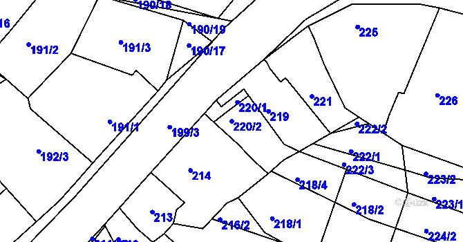Parcela st. 220/2 v KÚ Horní Břečkov, Katastrální mapa