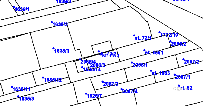 Parcela st. 72/3 v KÚ Horní Bříza, Katastrální mapa