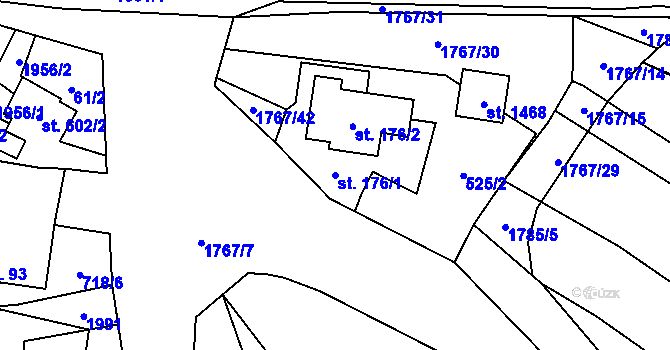 Parcela st. 176/1 v KÚ Horní Bříza, Katastrální mapa