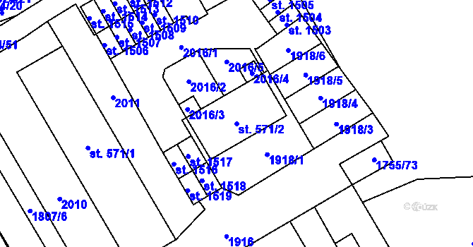 Parcela st. 571/2 v KÚ Horní Bříza, Katastrální mapa