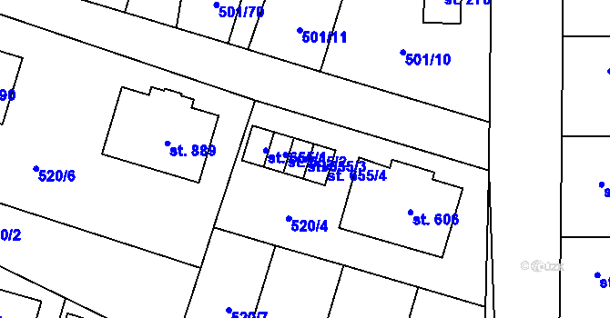 Parcela st. 655/3 v KÚ Horní Bříza, Katastrální mapa