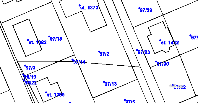 Parcela st. 97/2 v KÚ Horní Bříza, Katastrální mapa