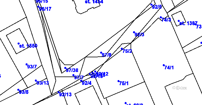 Parcela st. 97/8 v KÚ Horní Bříza, Katastrální mapa