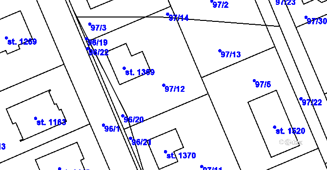 Parcela st. 97/12 v KÚ Horní Bříza, Katastrální mapa
