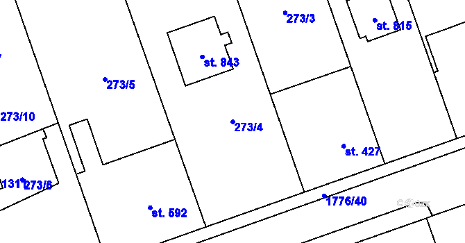 Parcela st. 273/4 v KÚ Horní Bříza, Katastrální mapa