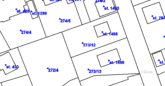 Parcela st. 273/12 v KÚ Horní Bříza, Katastrální mapa