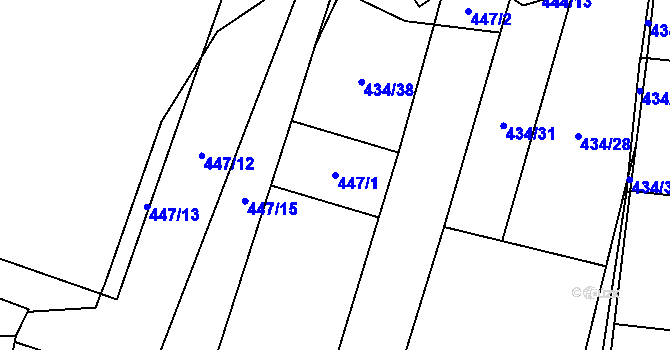 Parcela st. 447/1 v KÚ Horní Bříza, Katastrální mapa