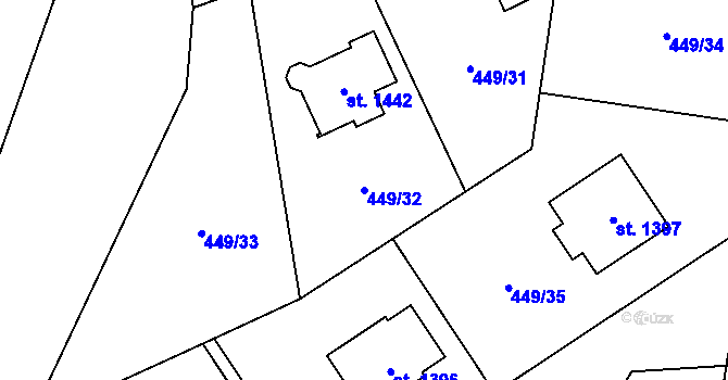 Parcela st. 449/32 v KÚ Horní Bříza, Katastrální mapa