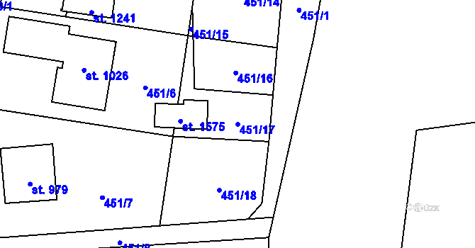 Parcela st. 451/17 v KÚ Horní Bříza, Katastrální mapa