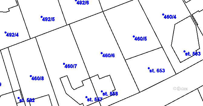 Parcela st. 460/6 v KÚ Horní Bříza, Katastrální mapa