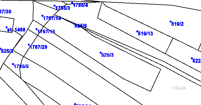 Parcela st. 525/3 v KÚ Horní Bříza, Katastrální mapa