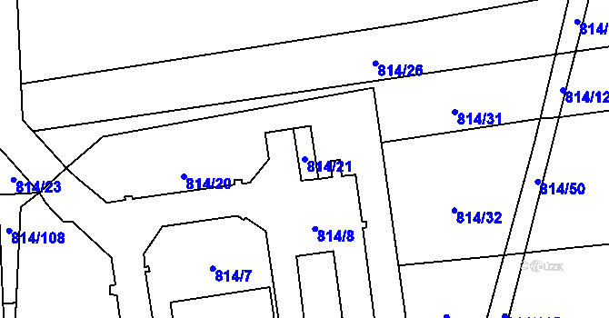 Parcela st. 814/21 v KÚ Horní Bříza, Katastrální mapa