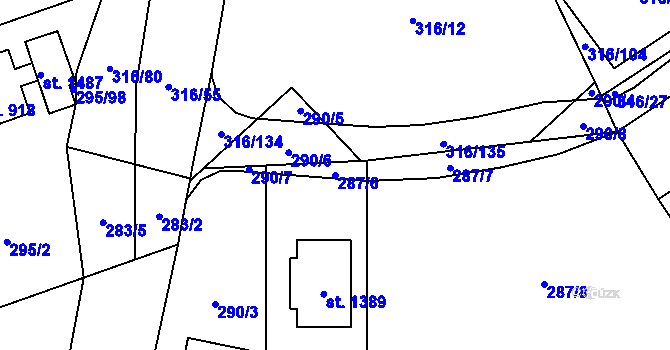 Parcela st. 287/6 v KÚ Horní Bříza, Katastrální mapa