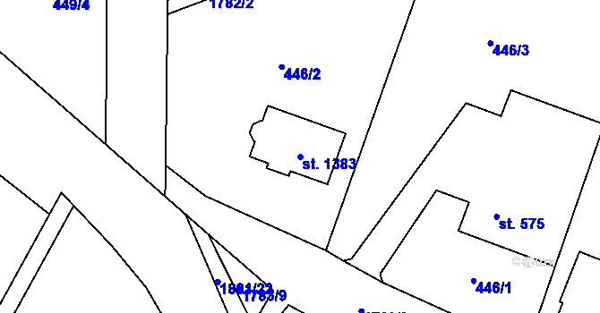 Parcela st. 1383 v KÚ Horní Bříza, Katastrální mapa