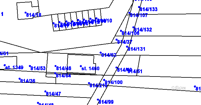 Parcela st. 814/62 v KÚ Horní Bříza, Katastrální mapa