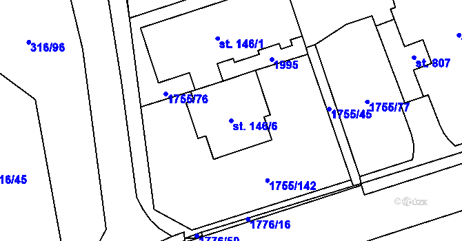 Parcela st. 146/6 v KÚ Horní Bříza, Katastrální mapa