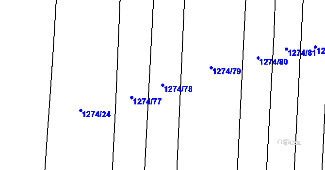 Parcela st. 1274/78 v KÚ Horní Bříza, Katastrální mapa