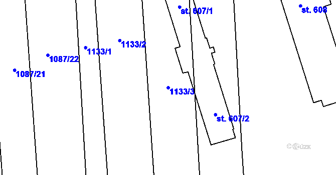 Parcela st. 1133/3 v KÚ Horní Bříza, Katastrální mapa