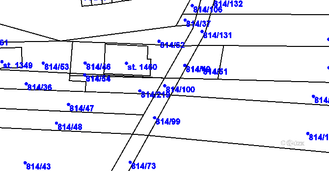 Parcela st. 814/100 v KÚ Horní Bříza, Katastrální mapa