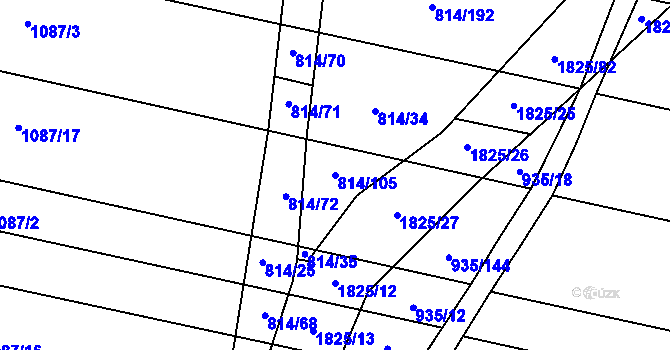 Parcela st. 814/105 v KÚ Horní Bříza, Katastrální mapa