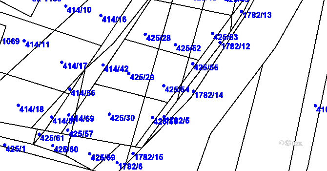 Parcela st. 425/54 v KÚ Horní Bříza, Katastrální mapa