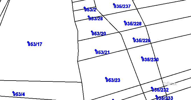 Parcela st. 953/21 v KÚ Horní Bříza, Katastrální mapa