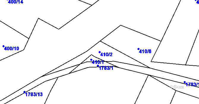 Parcela st. 410/2 v KÚ Horní Bříza, Katastrální mapa