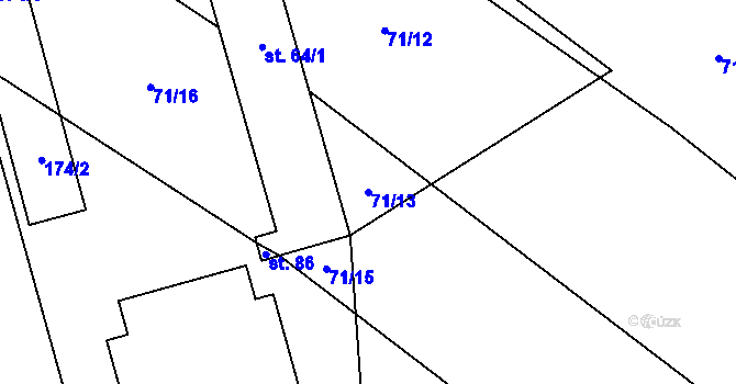 Parcela st. 71/13 v KÚ Bílá Hlína, Katastrální mapa