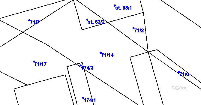 Parcela st. 71/14 v KÚ Bílá Hlína, Katastrální mapa