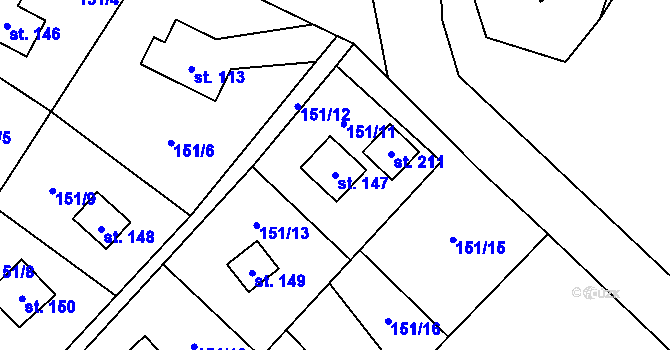 Parcela st. 147 v KÚ Horní Bukovina, Katastrální mapa