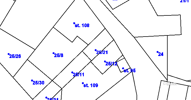 Parcela st. 25/21 v KÚ Horní Bukovina, Katastrální mapa
