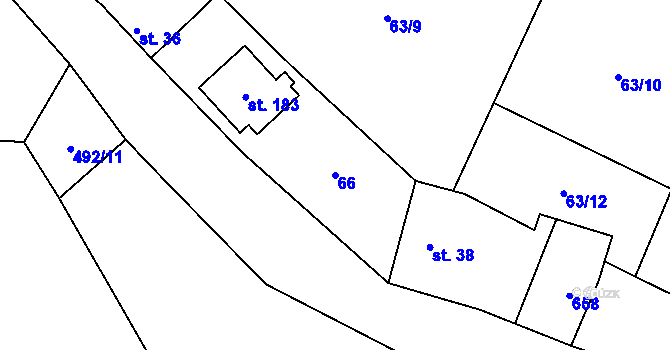 Parcela st. 66 v KÚ Horní Bukovina, Katastrální mapa