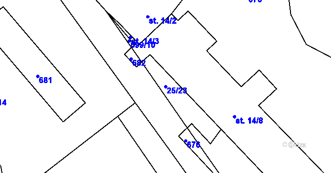 Parcela st. 25/23 v KÚ Horní Bukovina, Katastrální mapa