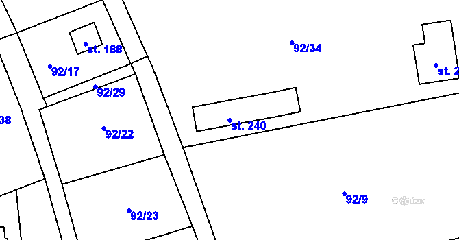Parcela st. 240 v KÚ Horní Bukovina, Katastrální mapa