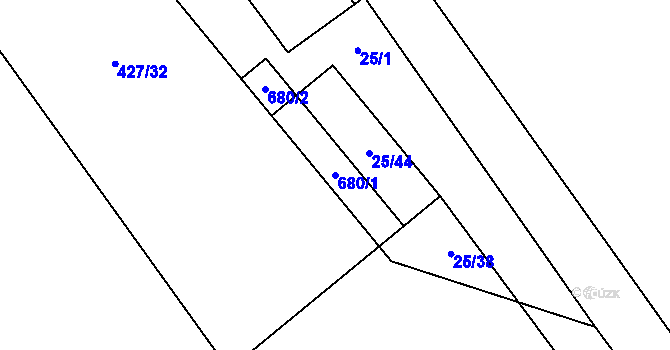 Parcela st. 680/1 v KÚ Horní Bukovina, Katastrální mapa