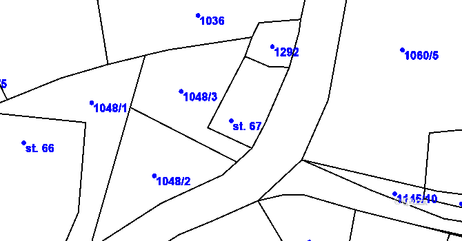 Parcela st. 67 v KÚ Horní Bukovsko, Katastrální mapa