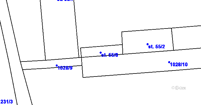 Parcela st. 55/8 v KÚ Horní Bukovsko, Katastrální mapa