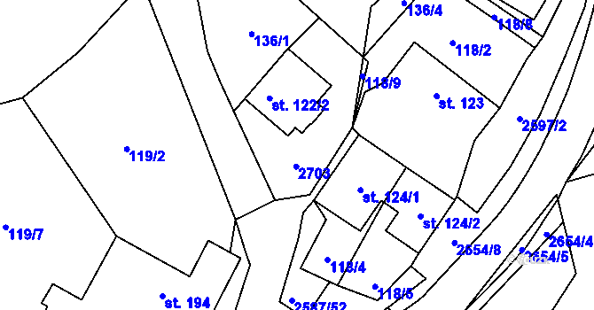 Parcela st. 122/1 v KÚ Horní Cerekev, Katastrální mapa