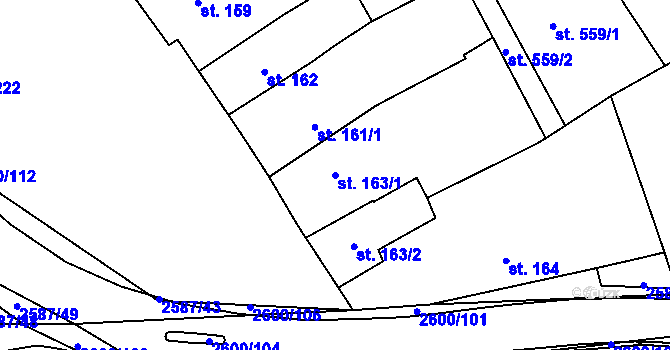 Parcela st. 163/1 v KÚ Horní Cerekev, Katastrální mapa