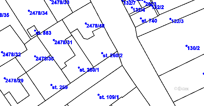 Parcela st. 260/2 v KÚ Horní Cerekev, Katastrální mapa