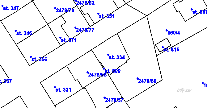 Parcela st. 334 v KÚ Horní Cerekev, Katastrální mapa