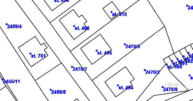 Parcela st. 495 v KÚ Horní Cerekev, Katastrální mapa