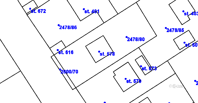 Parcela st. 578 v KÚ Horní Cerekev, Katastrální mapa