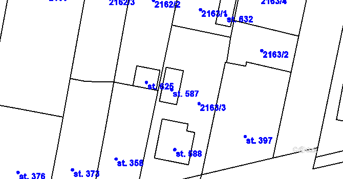 Parcela st. 587 v KÚ Horní Cerekev, Katastrální mapa